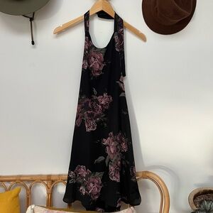 Tobi Floral Black Halter Dress